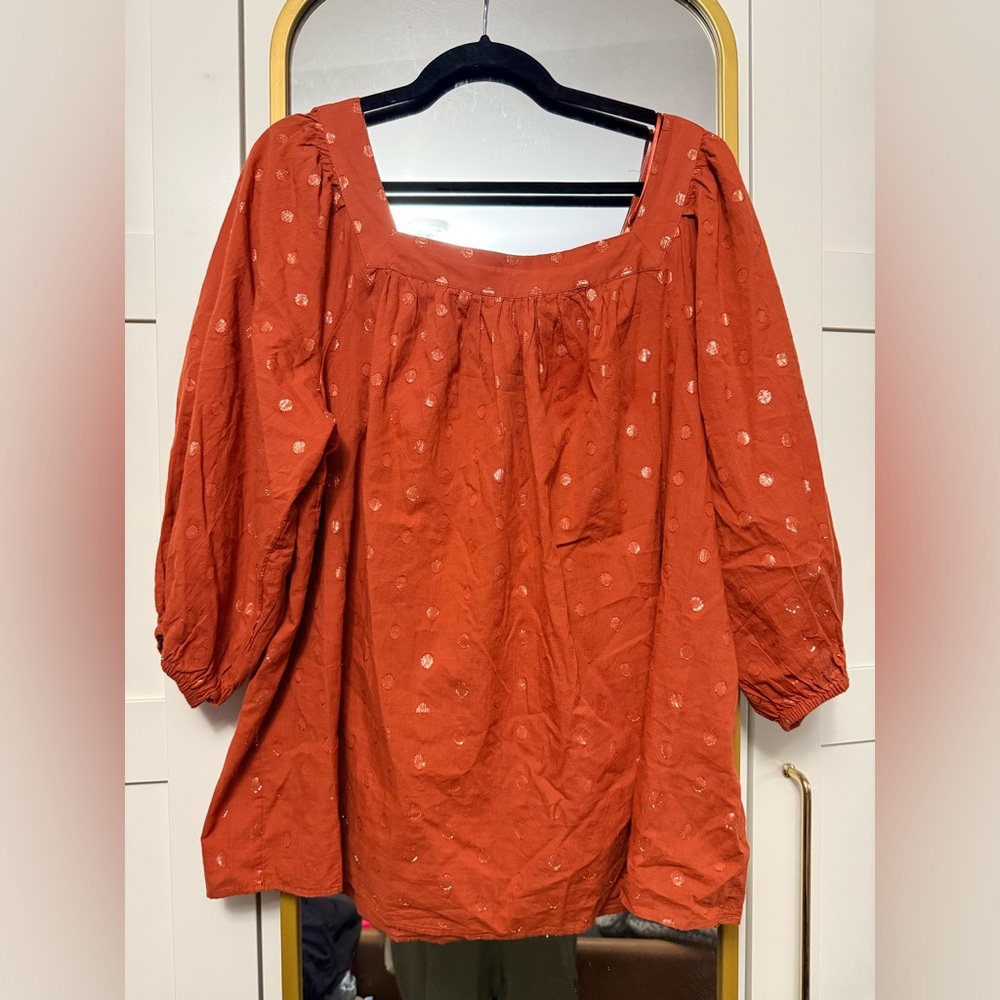 Lauren Conrad Rust Square Neck Blouse